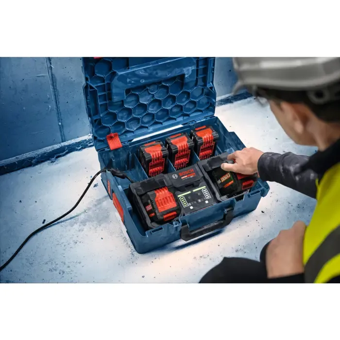 bosch professional expert starter set 18v, 2x exba 18v-80 + charger exal18v2-320 black, 2x li-ion battery 8ah, l-boxx, ampshare alliance - slika 2