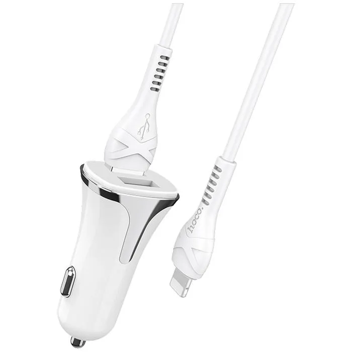hoco. auto punjač sa lightning kabelom, qc, 2 x usb, 3.1 a - z31 universe double port, lightning - slika 3