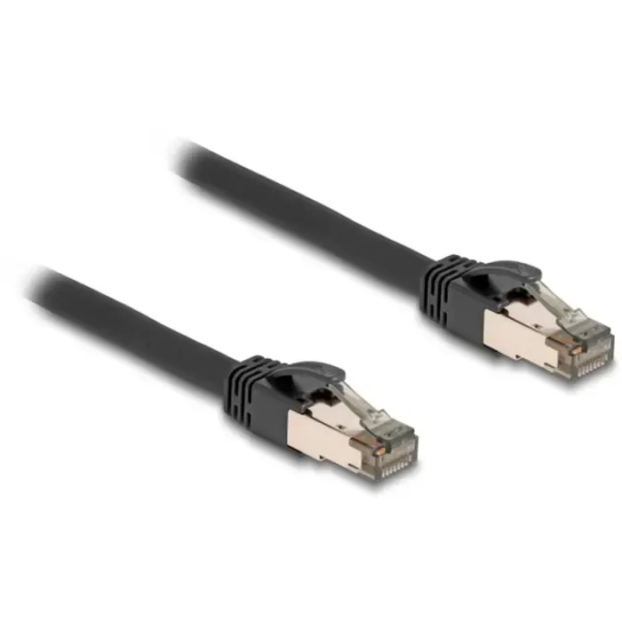 delock rj-45 network cable cat.6a u/ftp ultra flexible (black, 1 meter, inner stainless steel jacket) - slika 1
