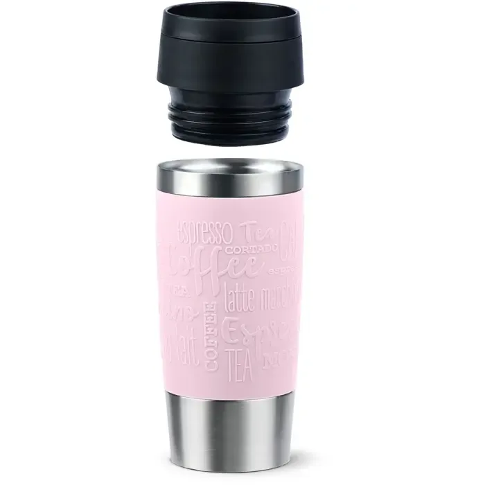 emsa travel mug classic thermal mug (light pink/stainless steel, 0.36 liters) - slika 2
