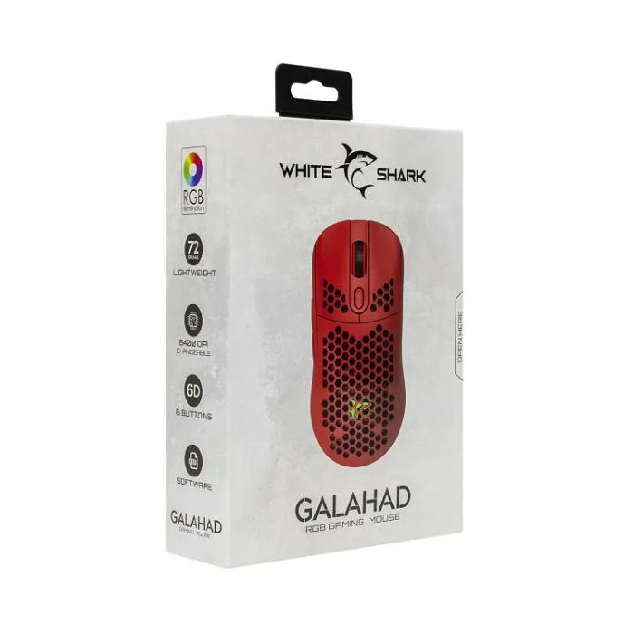 WHITE SHARK RGB gaming miš GALAHAD crveni 6400dpi - Strmec, Sveta Nedelja