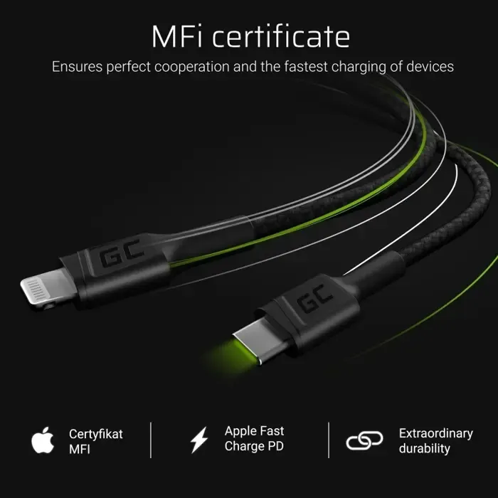 green cell kabgc07 lightning cable 1 m black - slika 5