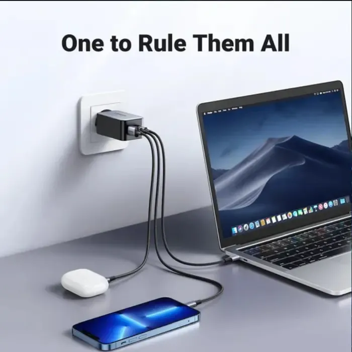 ugreen zidni punjač 65w, 1xusb-a, 2xusb-c, gan ii tech, qc4.0+, pd3.0, crni - slika 3