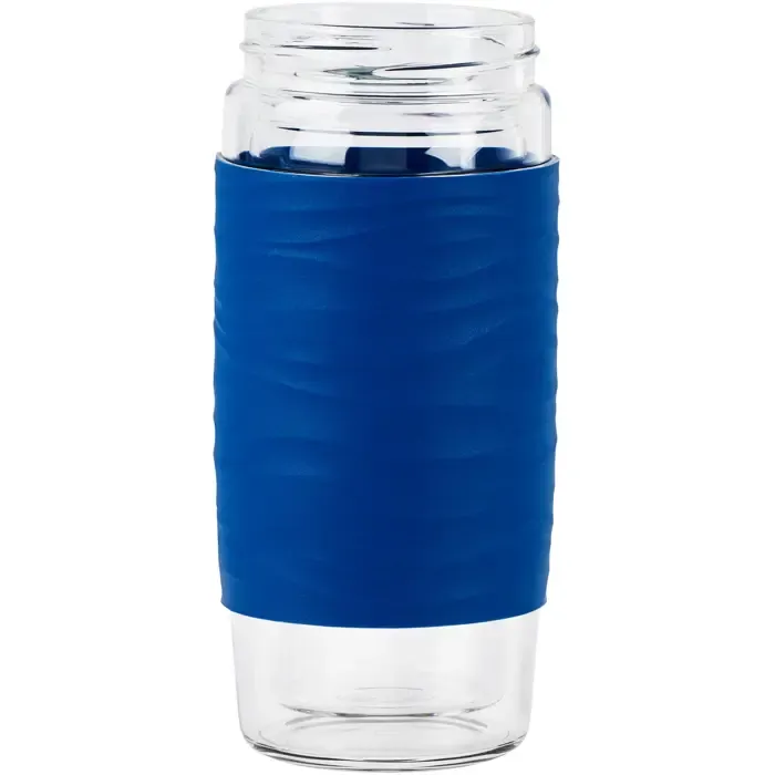 emsa tea mug thermal tea mug 0.4 liters (blue/transparent, glass, screw cap) - slika 3