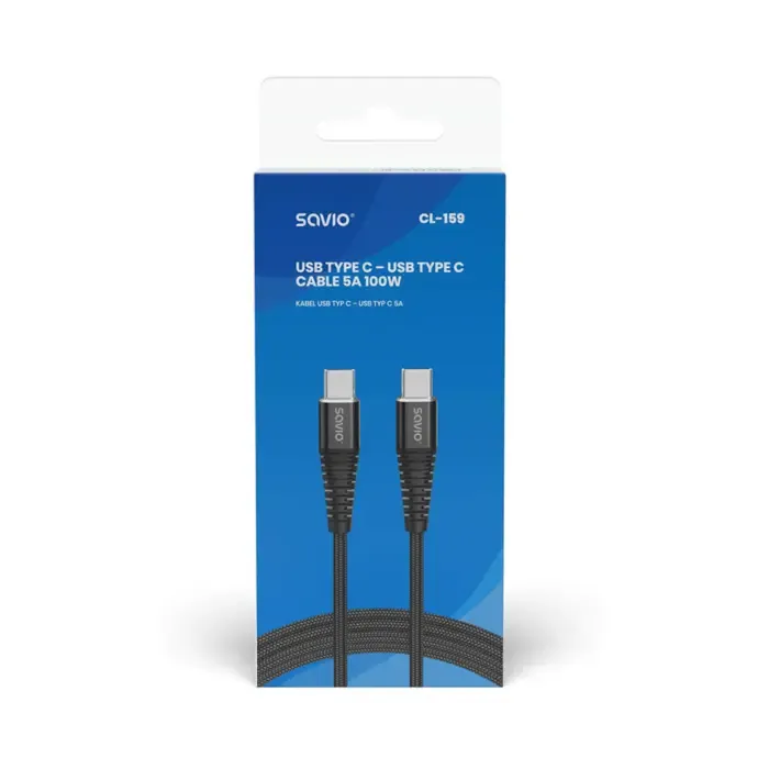 savio cl-159 usb cable 1 m usb 2.0 usb c - usb c black - slika 3