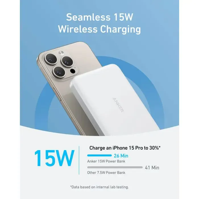 anker maggo 10k slim wireless powerbank, white - slika 4