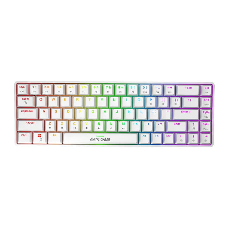 fifine gk1w mechancial keyboard, 65% rgb (white) - slika 1