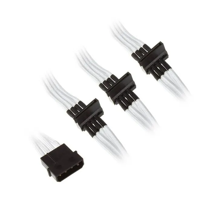 silverstone 4-pol-molex auf 4x sata verlängerung - 300mm white sst-pp07-btsw - slika 1