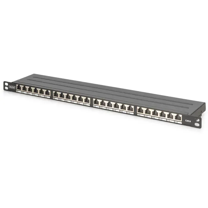 digitus cat 6a, class e high density patch panel, 24 port (black, 0.5 u, shielded, 19" rack mount) - slika 2