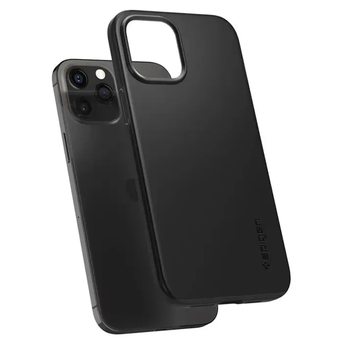 spigen thin fit, zaštitna maska za telefon, crna - iphone 12/pro - slika 3
