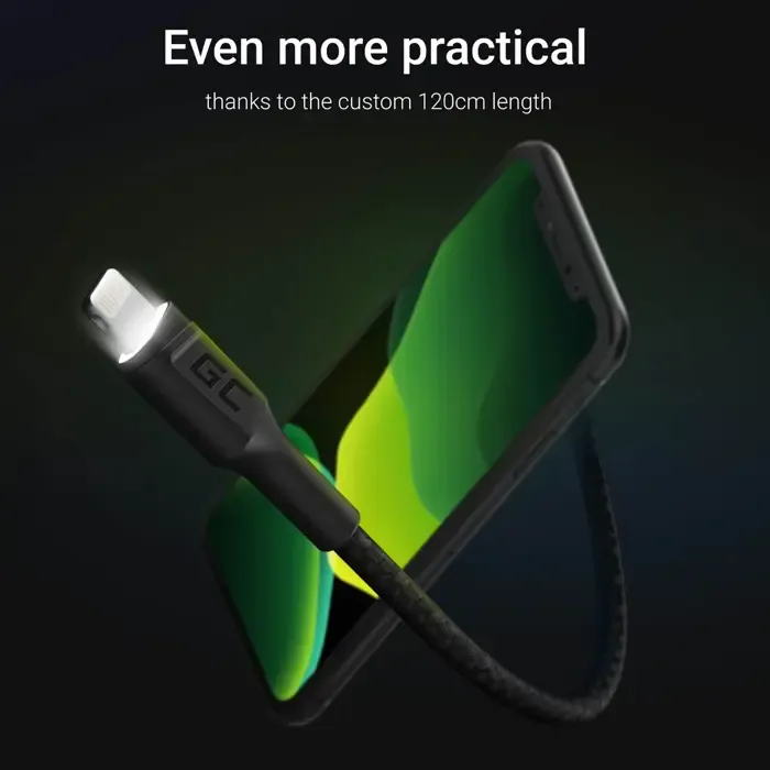 green cell kabgc05 lightning cable 1.2 m black - slika 5