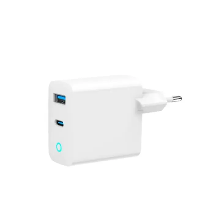 gembird 2-port 65w gan usb fast charger, led, white - slika 1