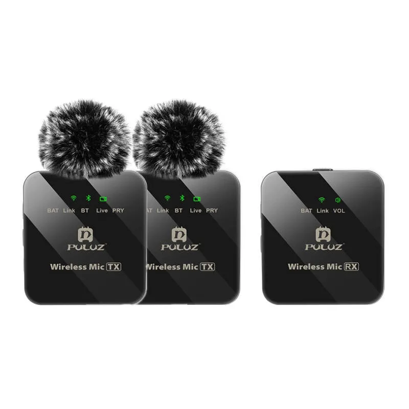 wireless lavalier microphone puluz 2 tx + 1 rx - slika 2