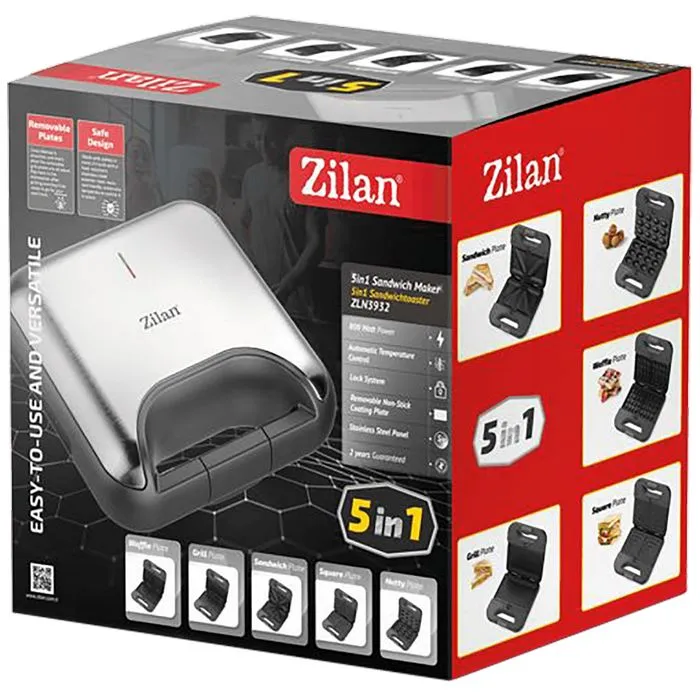 zilan sendvič toster 5u1, inox, led indikator, 800 w - zln3932 - slika 3
