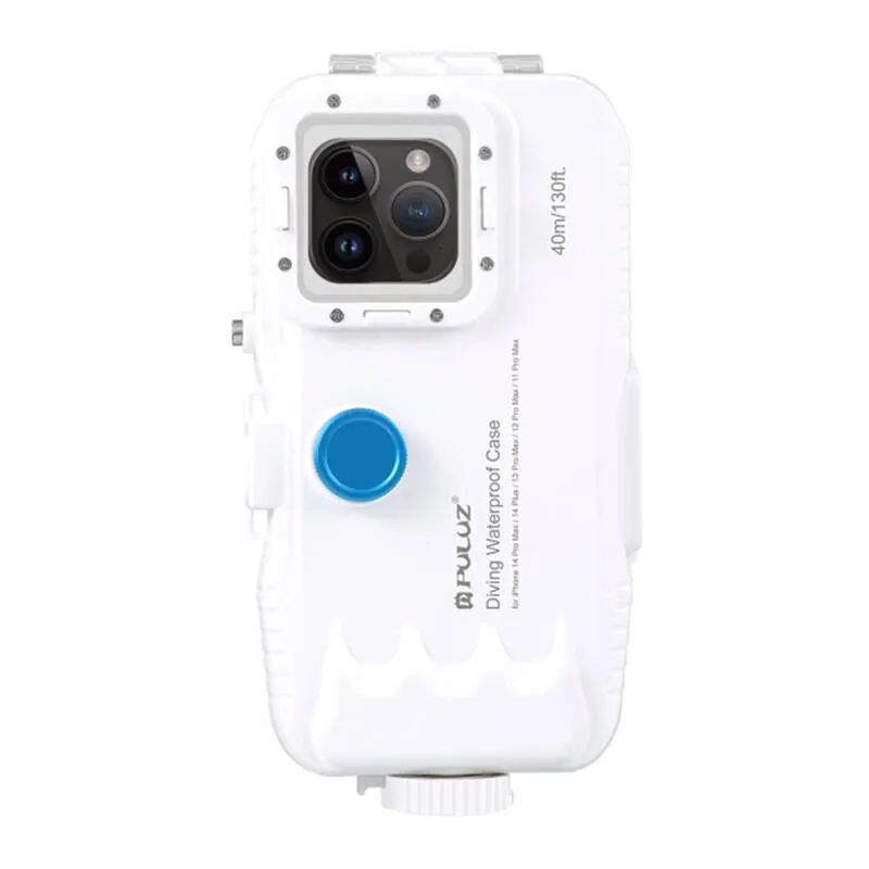 puluz plastic waterproof case for iphone 15 plus/15 pro max/14 plus/14 pro max/13 pro max/12 pro max/11 pro max (white) - slika 1
