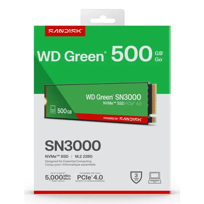 western digital green wd ™ sn3000 nvme™ ssd powered by sandisk 500 gb - slika 4