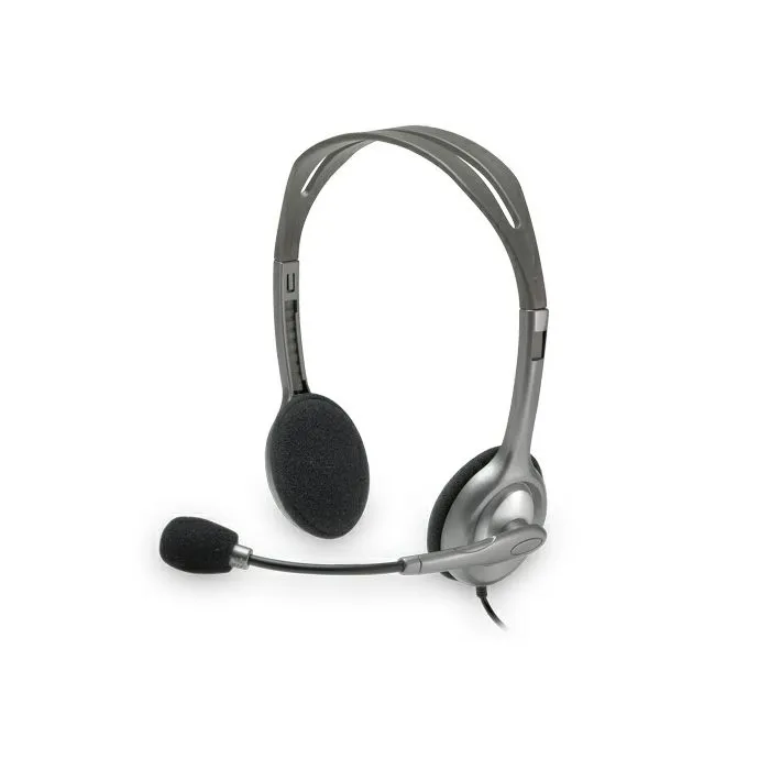 logitech h110 slušalice s mikrofonom, stereo, siva - slika 1
