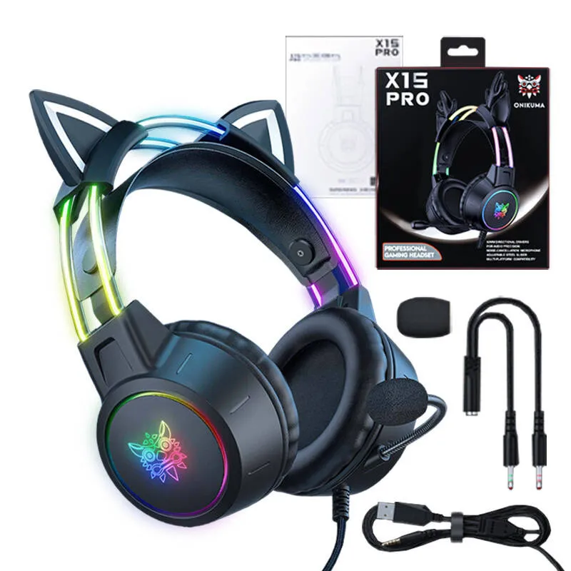 onikuma x15 pro gaming headset cat (black) - slika 2