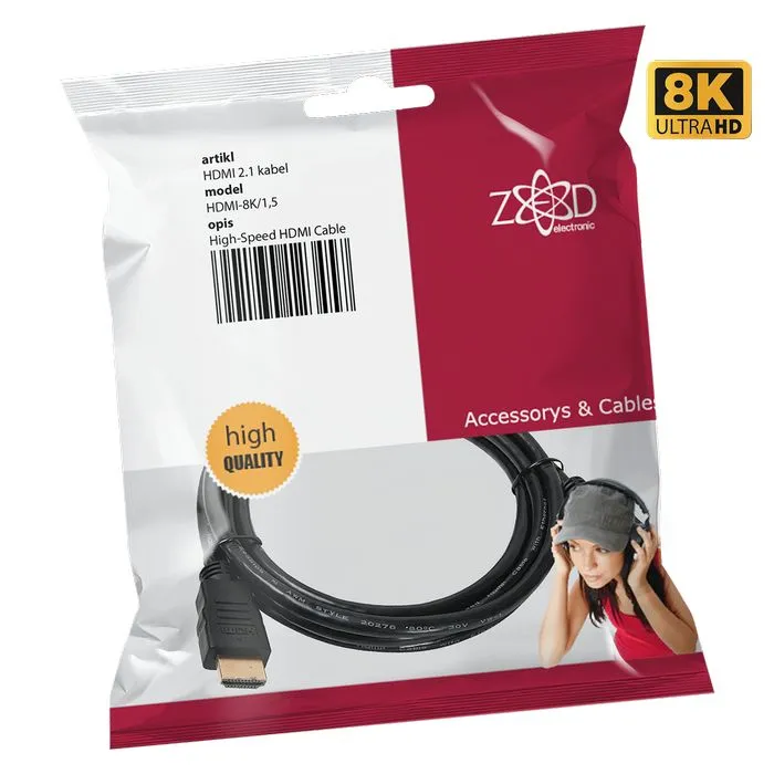 zed electronic hdmi 2.1 kabel, 4k/120p ili 8k/60p, 48 gbps, dužina 1,5 met. - hdmi-8k/1,5 - slika 2