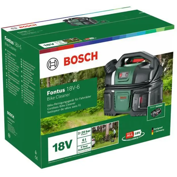 bosch powertools bicycle cleaning device fontus 18v-6 (green/black, incl. battery and charger, power for all alliance) - slika 3