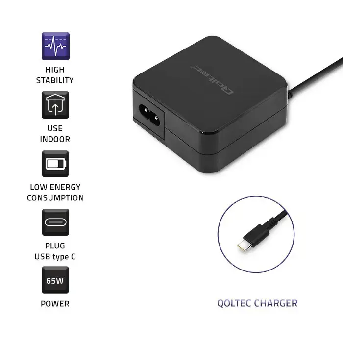 qoltec 51027 charger | 65w | 5-20.3v | 2-3.25a | usb type c | pd - slika 3