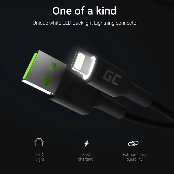 green cell kabgc12 lightning cable 2 m black - slika 3