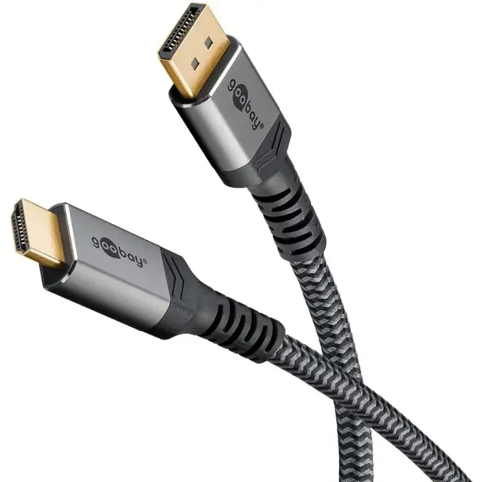 goobay plus displayport > hdmi adapter cable, 4k @ 60hz (gray, 1 meter) - slika 3