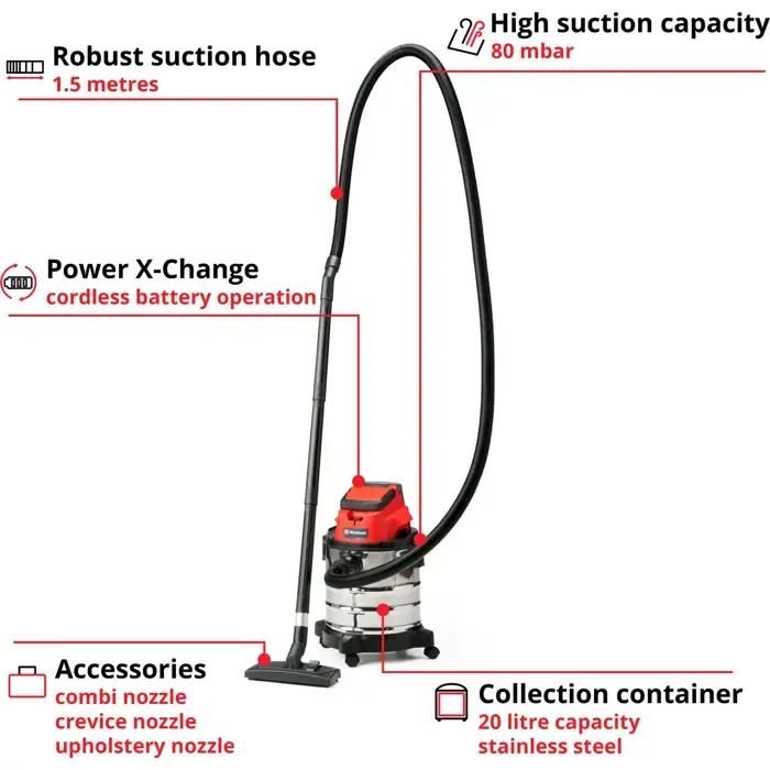 einhell wet / dry vacuum cleaner tc-vc 18/20 - 2347130 li s-solo - slika 3