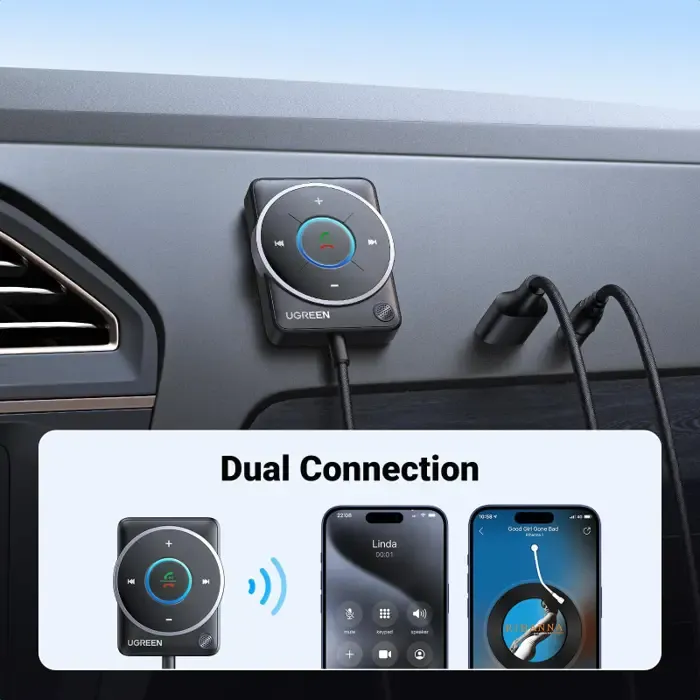 ugreen bežični audio receiver, bluetooth, usb, 3.5mm, crni - slika 5