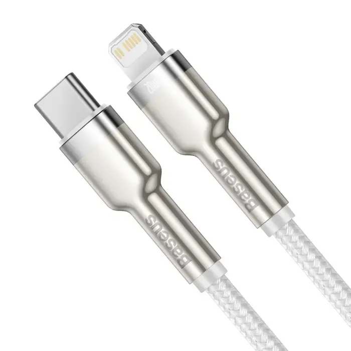 usb-c cable to lightning baseus cafule, white, power delivery, 20w, 1m (white) - slika 2