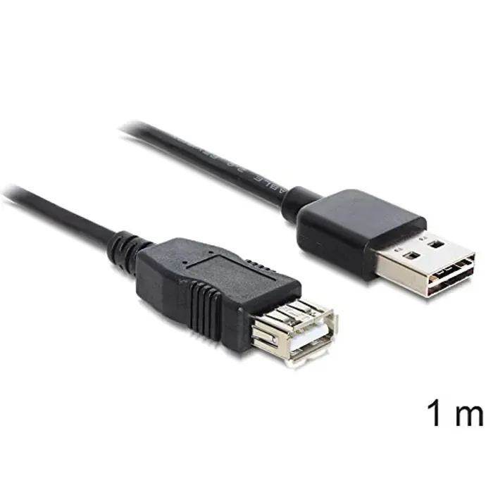 delock easy usb2.0 a plug/socket - black 1m - slika 2