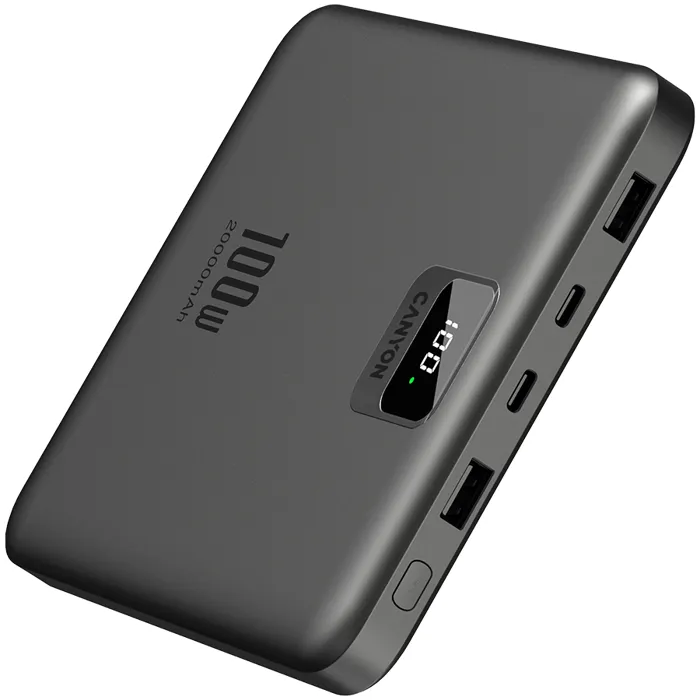 canyon power bank pb-2008 led flat 20000 mah pd100w qc3.0 dark grey - slika 4