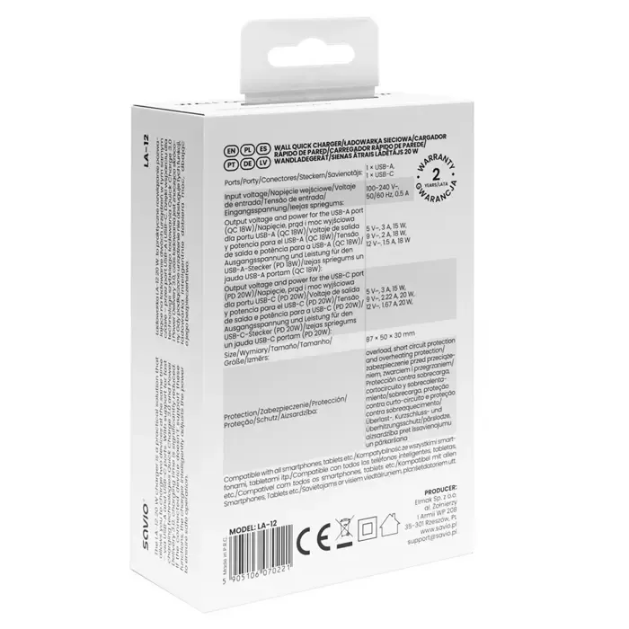 savio la-12 mobile device charger universal white ac fast charging indoor - slika 3