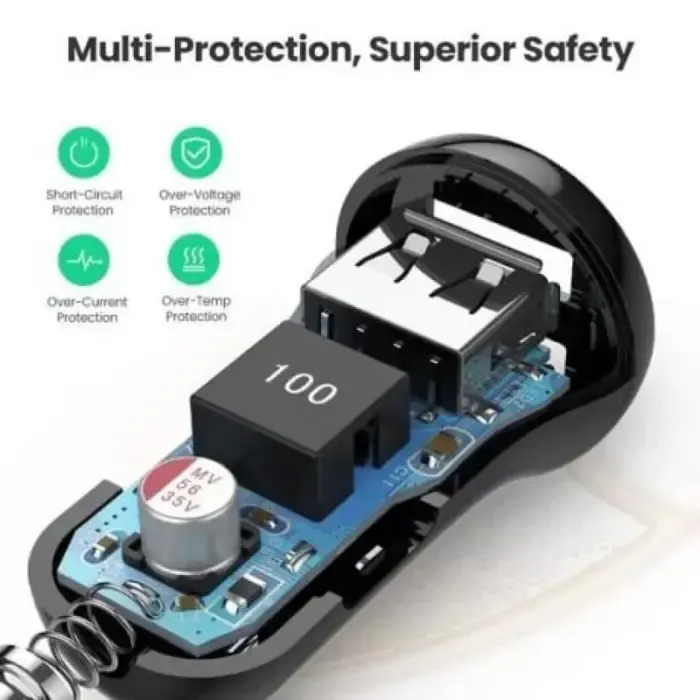 ugreen auto punjač, 24w, dual usb-a, crni - slika 3