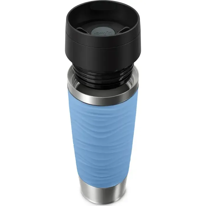 emsa travel mug waves grande thermal mug (light blue/stainless steel, 0.5 liters) - slika 3