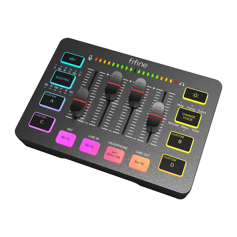 fifine sc3 audio mixer (black) - slika 2