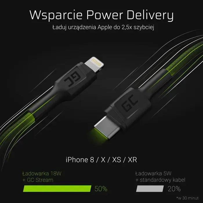 green cell kabgc07 lightning cable 1 m black - slika 3