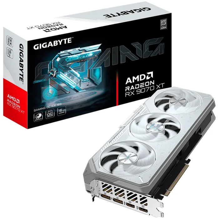 gigabyte video card amd radeon rx 9070 xt gaming oc ice 16g, 16gb gddr6, 256bit, hdmi, dp - slika 1
