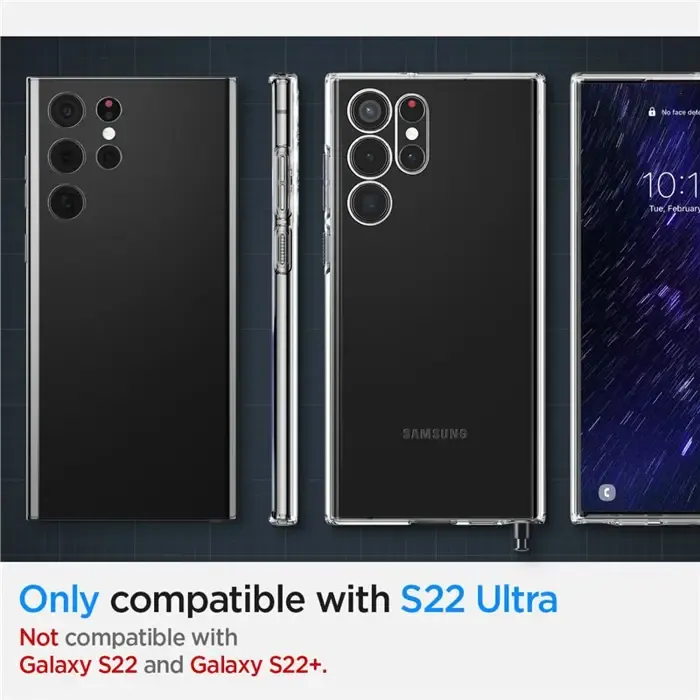 spigen liquid crystal, zaštitna maska za telefon, prozirna - samsung galaxy s22 ultra - slika 3