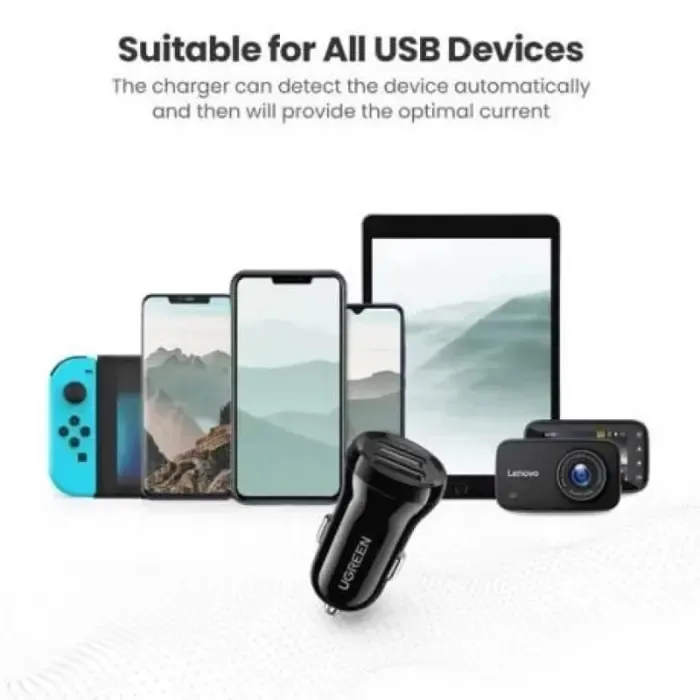 ugreen auto punjač, 24w, dual usb-a, crni - slika 5