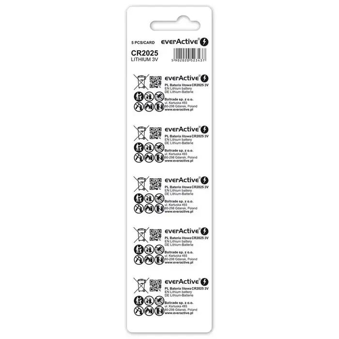 lithium battery mini everactive cr2025 - blister 5 pcs. - slika 2