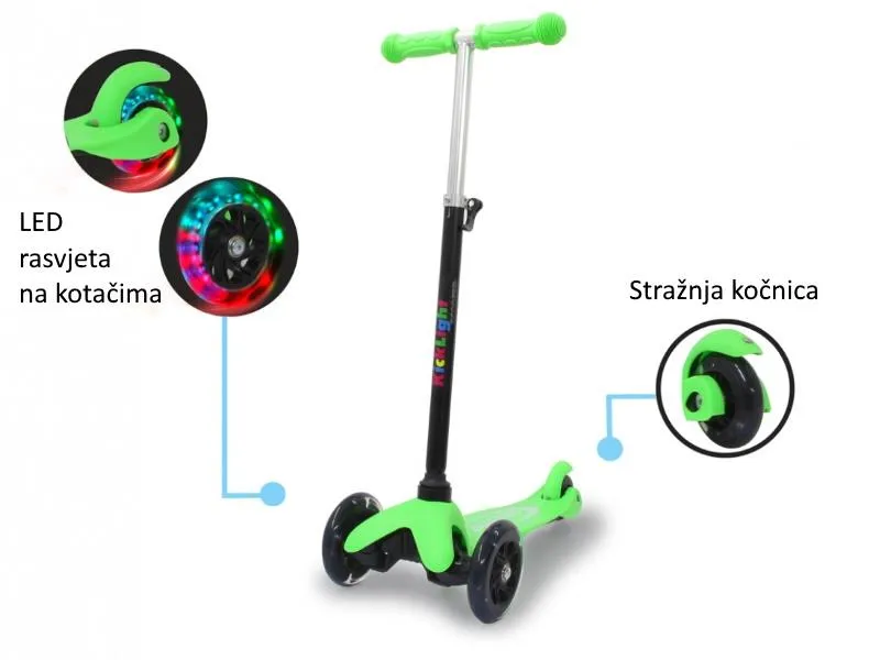 jamara romobil za djecu, 3 kotača, svjetla na kotačima, zeleni - 21010023 - slika 1