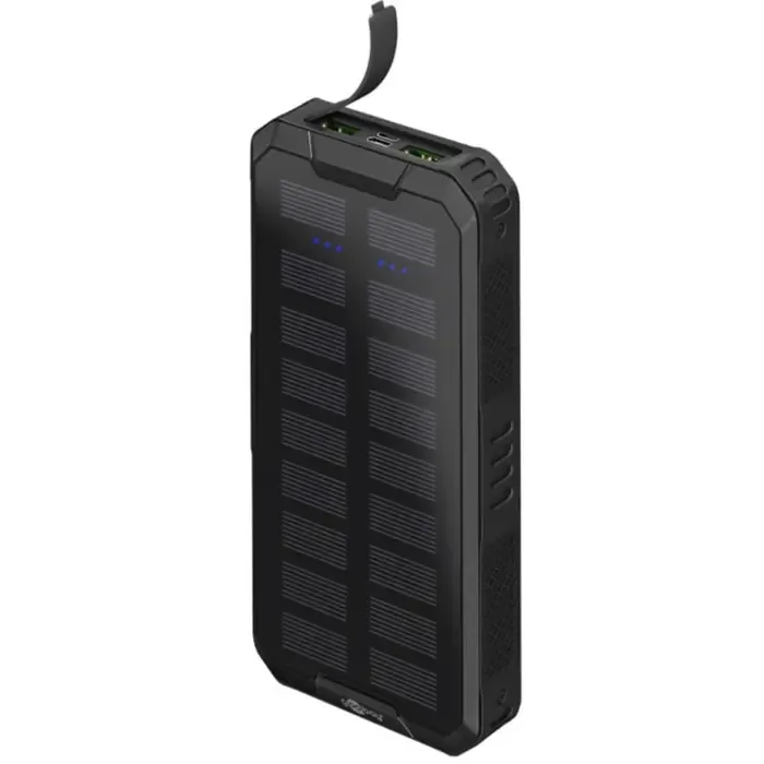 goobay outdoor fast charging power bank with solar (black, usb-c pd, qc 3.0, 20,000 mah) - slika 2