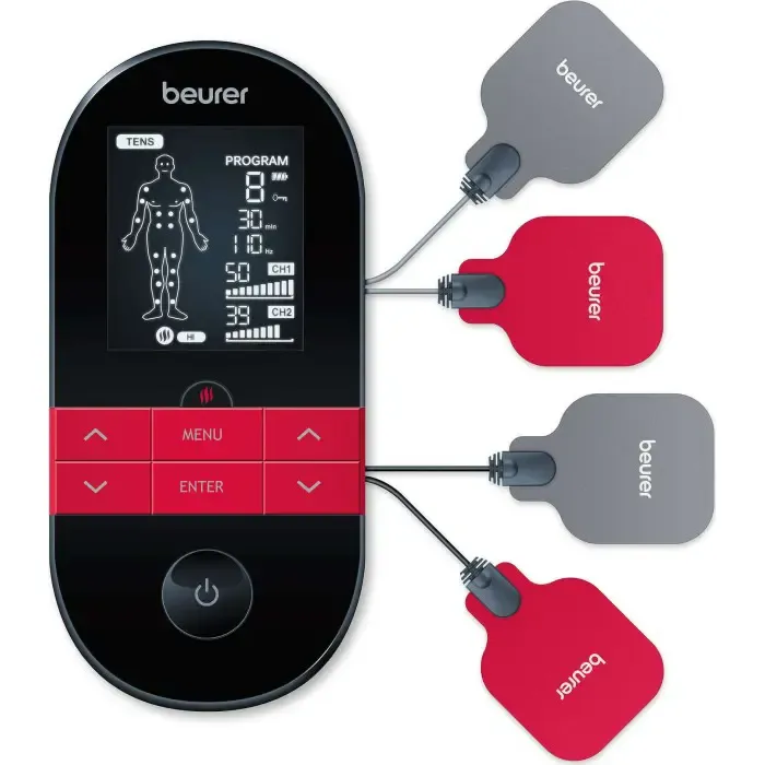 beurer digital tens / ems em 59 heat, massager (black / red) - slika 1