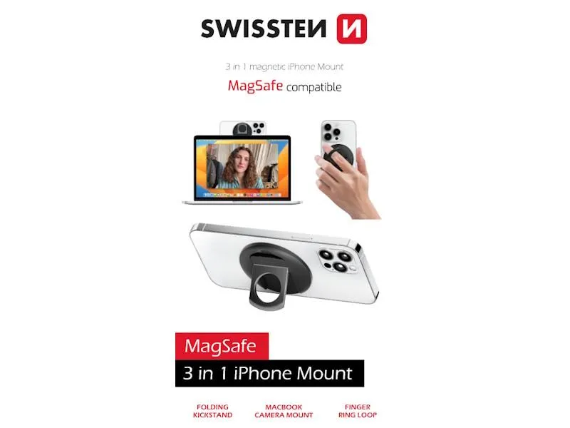 swissten stalak 3u1 magstick iphone, crni - 03160002 - slika 1