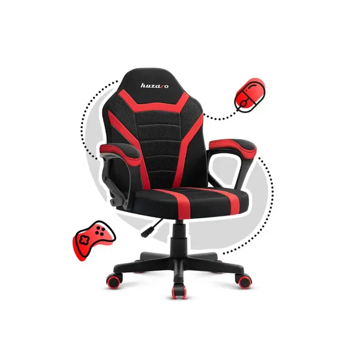 gaming chair for children huzaro ranger 1.0 red mesh, black, red - slika 3
