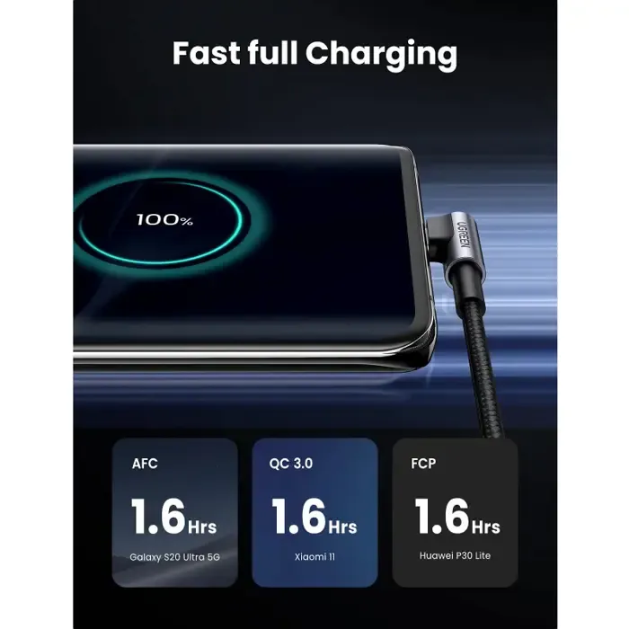 ugreen kabel, kutni usb-c (m) na usb 18w, 3.0 a, 3a, 1m - slika 4