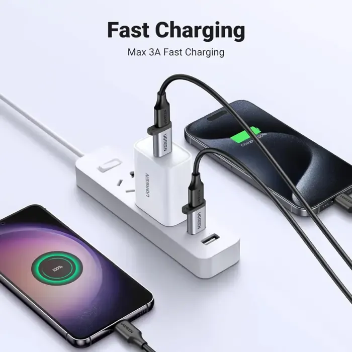ugreen adapter, usb 3.0 a (m) na usb-c 3.1 (ž), sivi - slika 2