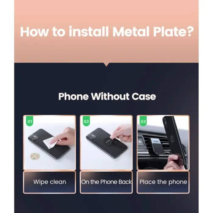 ugreen magnetni držač za smartphone, za auto, crni - slika 4