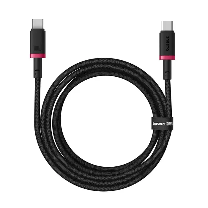 baseus dura type c to type c 100 w fast charging cable 2 m black, red - slika 1